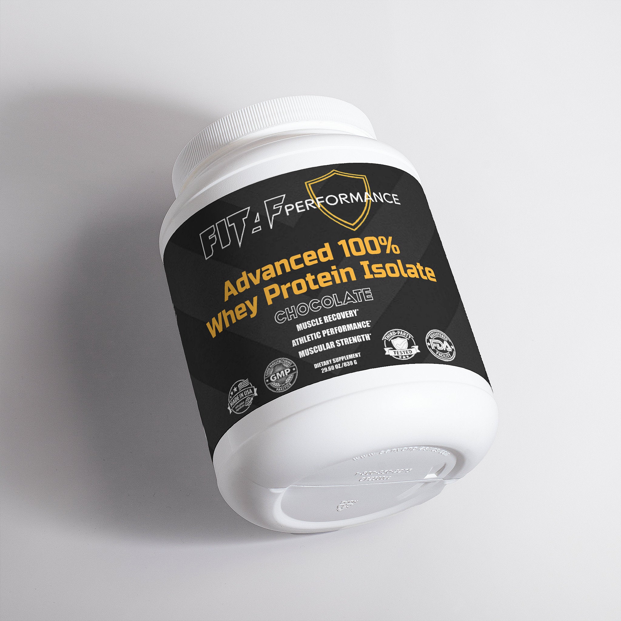 chocolate whey protein isolate powder scoop close up