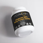 vanilla whey protein isolate powder scoop close up