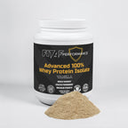 vanilla whey protein isolate powder scoop close up