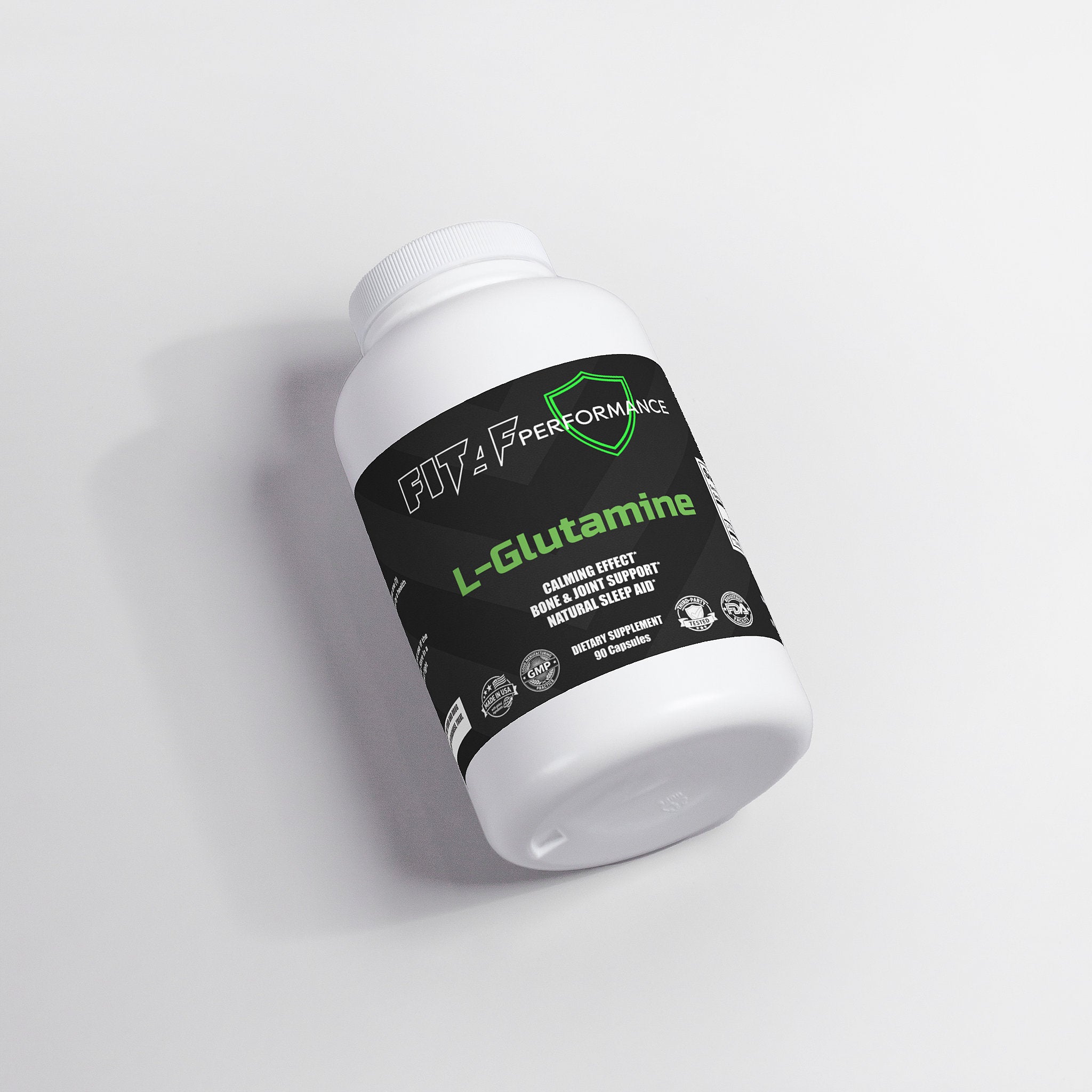 l-glutamine powder supplement scoop close up