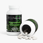 magnesium glycinate supplement bottle with capsules