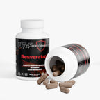 resveratrol supplement bottle with capsules