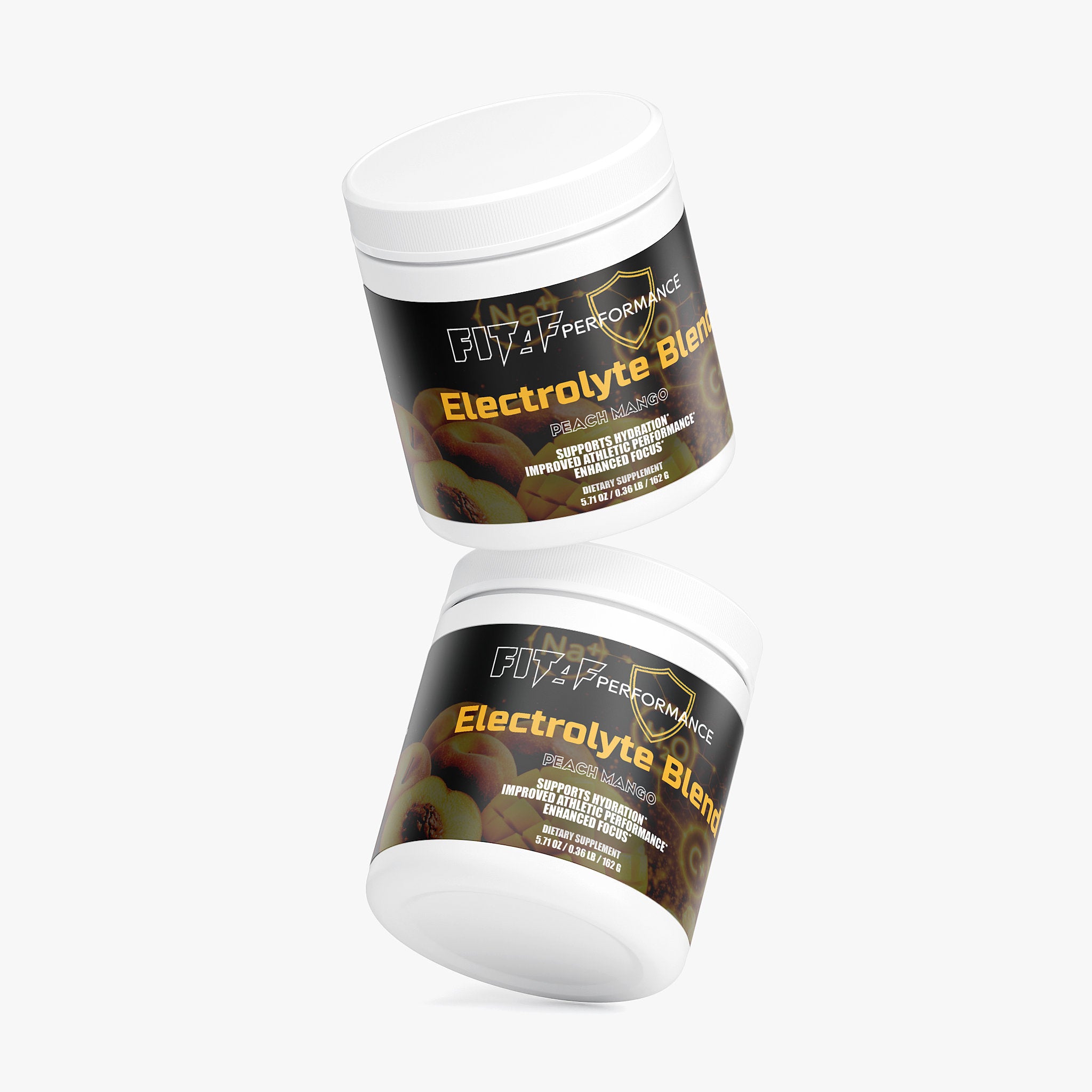 peach mango electrolyte drink mix powder supplement container