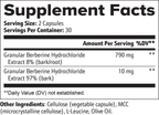 berberine capsules supplement facts label