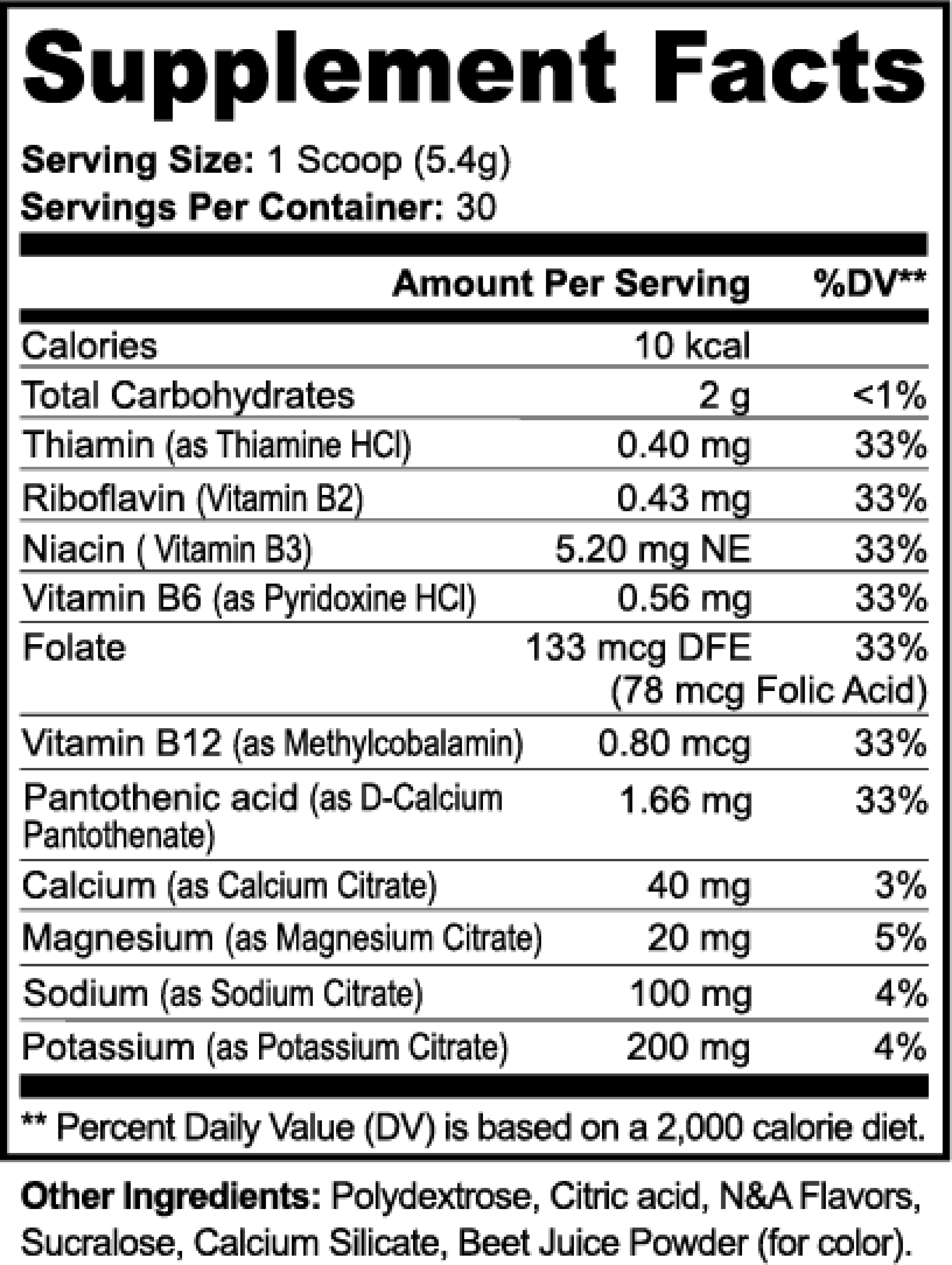 electrolyte drink mix supplement facts label lychee