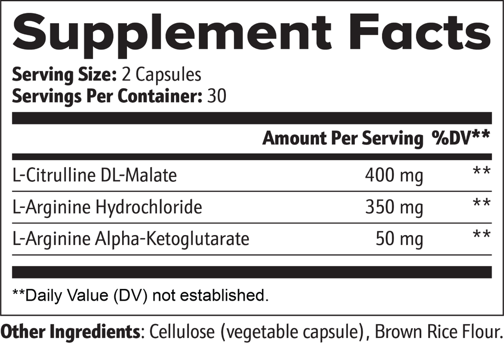 nitric oxide supplement facts label