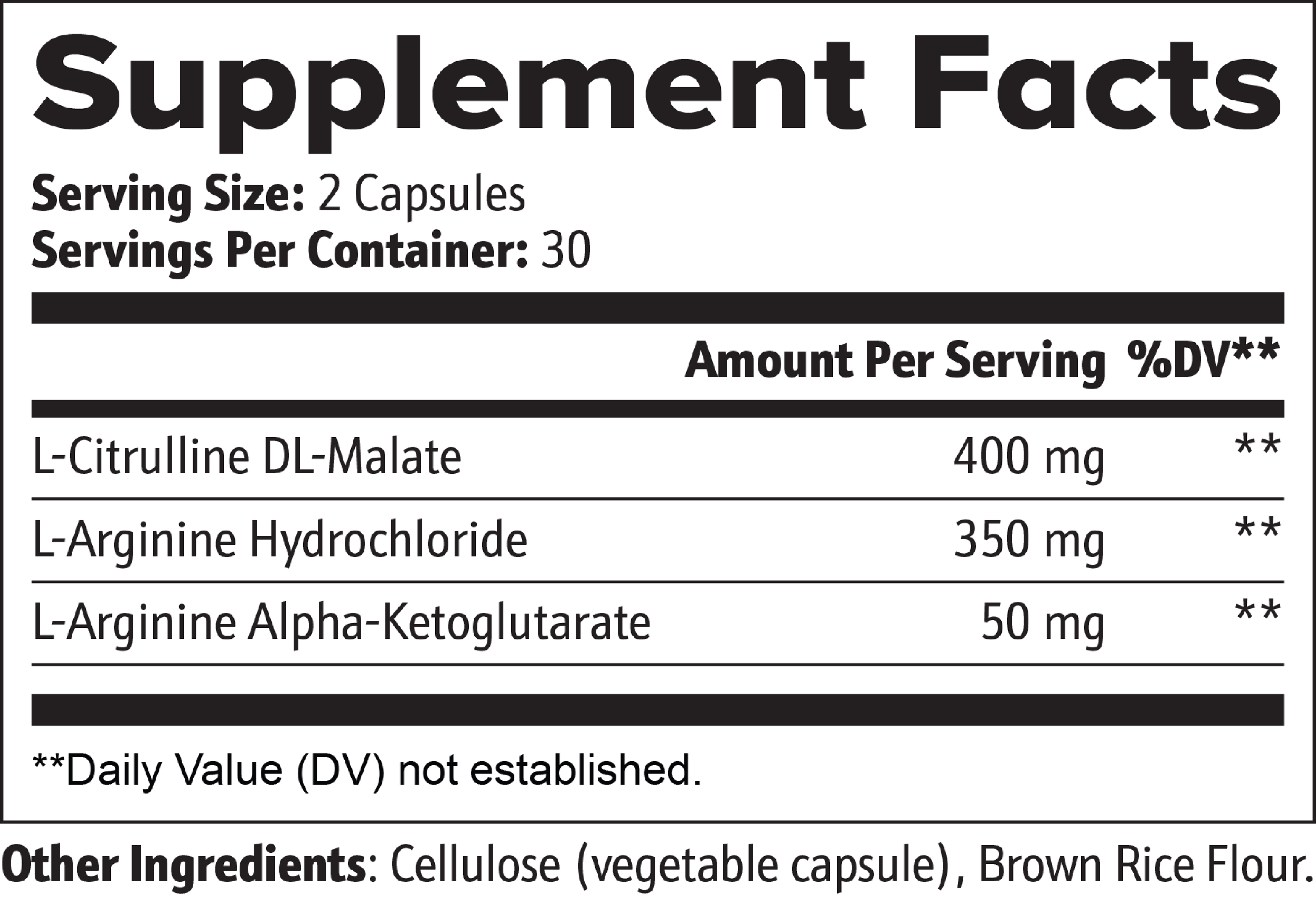nitric oxide supplement facts label